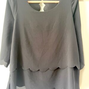 Papermoon Black Scalopped Edge Blouse ~ size LP